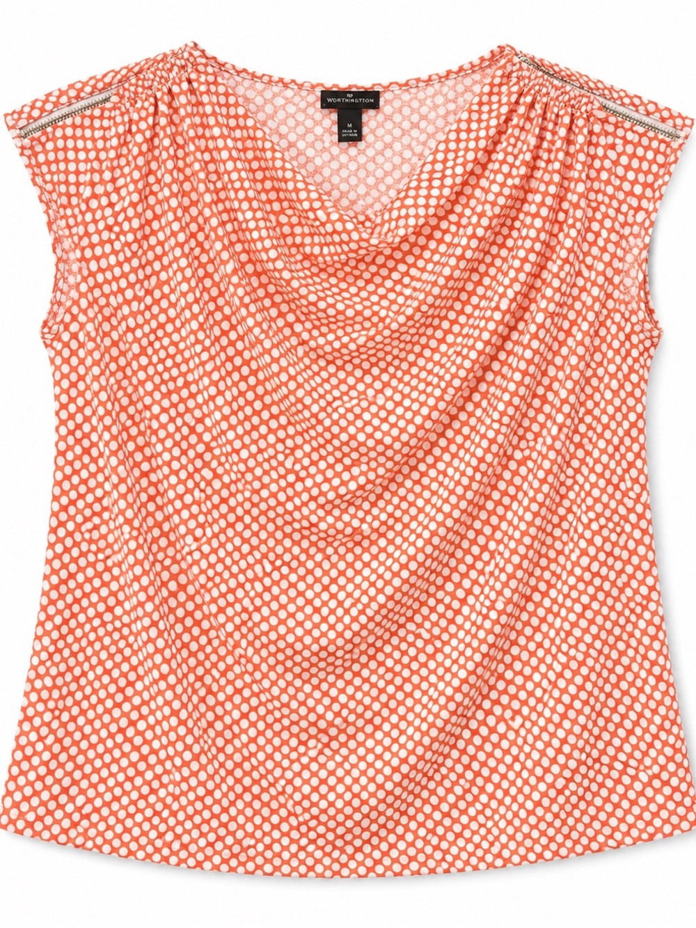 Worthington women's orange and white polka dot top
